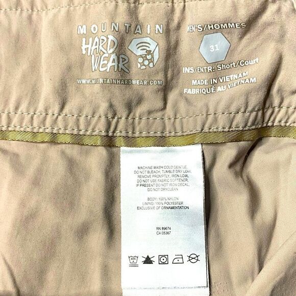 Mountain Hardwear Men’s Sz 31 Khaki Long Bermuda Tie Front Hybrid Shorts - Picture 5 of 5